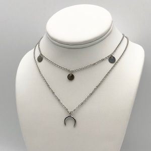 Layered Moon Sequin Necklace | Stainless Steel